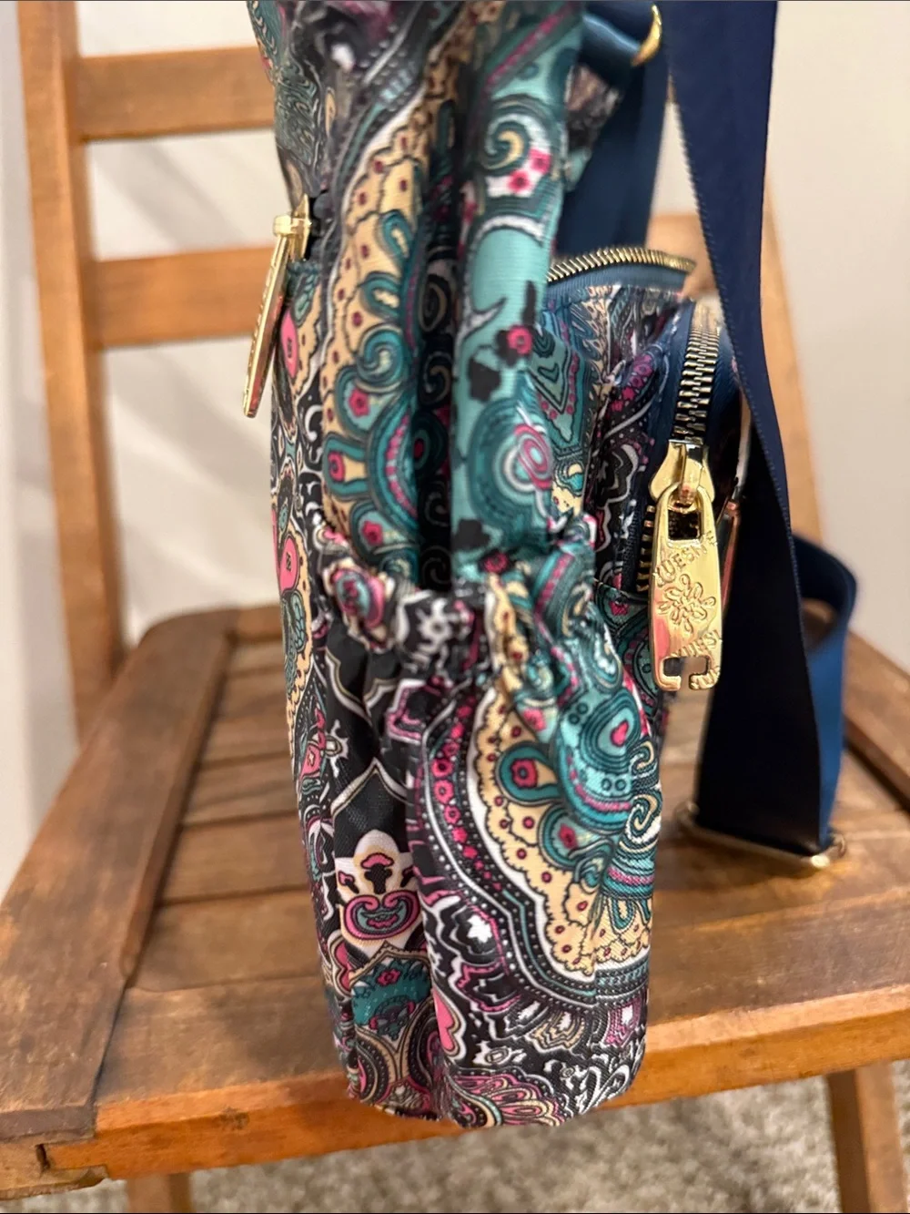 Yuesite Paisley Crossbody Bag Multicolor Teal Pink Navy Multiple Pockets